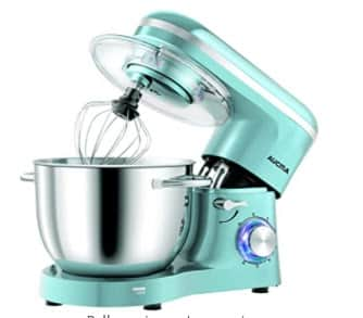 Aucma Stand Mixer, 6.2L Food Mixer 1400W Tilt-Head Electric Kitchen Mixer with Dough Hook, Wire Whip & Beater (6.2L, Blue) 