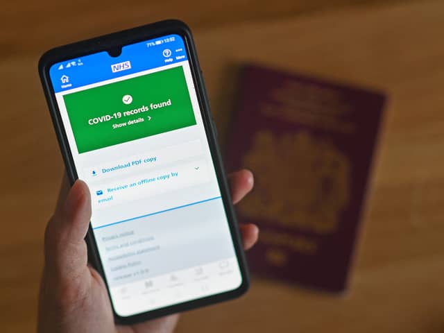 A Covid-19 vaccine record on the National Health Service (NHS) app.