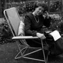 Children's writer Enid Blyton sitting in her garden in Beaconsfield, Buckinghamshire (Photo: George Konig/Getty Images)