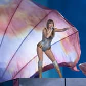 US singer-songwriter Taylor Swift performs onstage on the first night of her "Eras Tour" at AT&T Stadium in Arlington, Texas, on March 31, 2023. (Photo by SUZANNE CORDEIRO / AFP) (Photo by SUZANNE CORDEIRO/AFP via Getty Images)