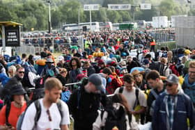 People head in to Glastonbury Festival after Emily Eavis officially opened the festival. 