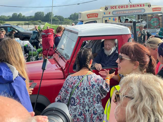 Michael Eavis greeted Glastonbury guests from his Land Rover weeks after founder spotted in wheelchair  