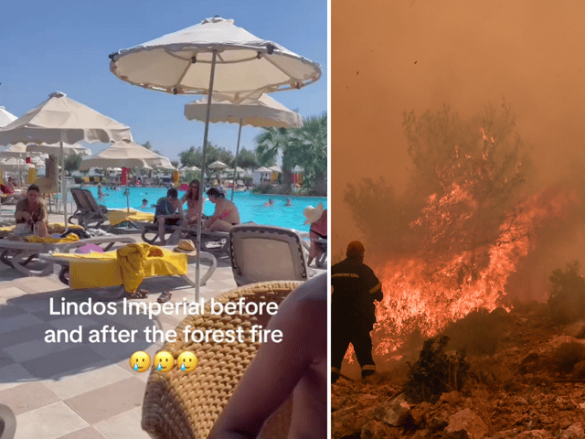 Shocking video shows luxury hotel before and after devastating Greek wildfires