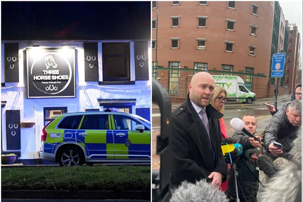 Detective Chief Inspector James Entwistle, right, who is leading the investigation, held a press conference outside Leeds General Infirmary following the incident in Outlon. Pictures: NationalWorld