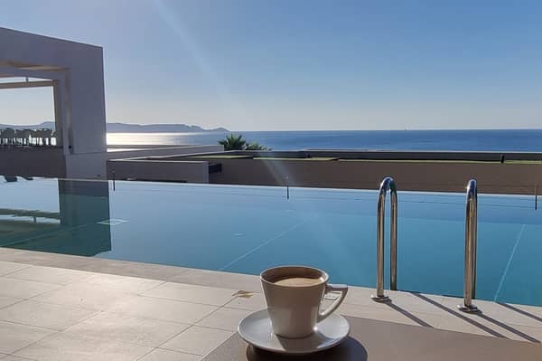 The infinity pool outside my room at Mayia Exclusive Resort and Spa.