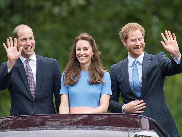What were the A-level results of Prince William, Catherine, Princess of Wales and Prince Harry?
