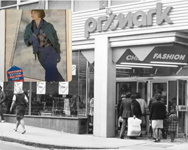 First Primark store in Britain and an advert for it (R). Photo: Primark