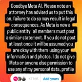 Example of the 'Goodbye Meta AI'. Photo via Twitter user @hannahlouisef