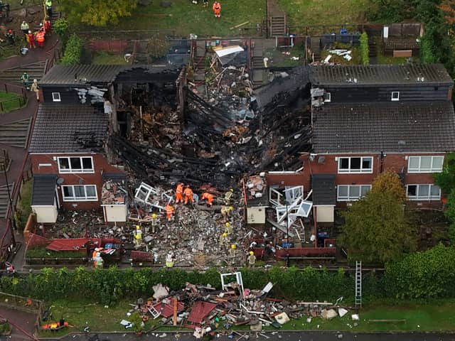 Three adults and one child have been rushed to hospital after a large fire destroyed a house in Newcastle. 