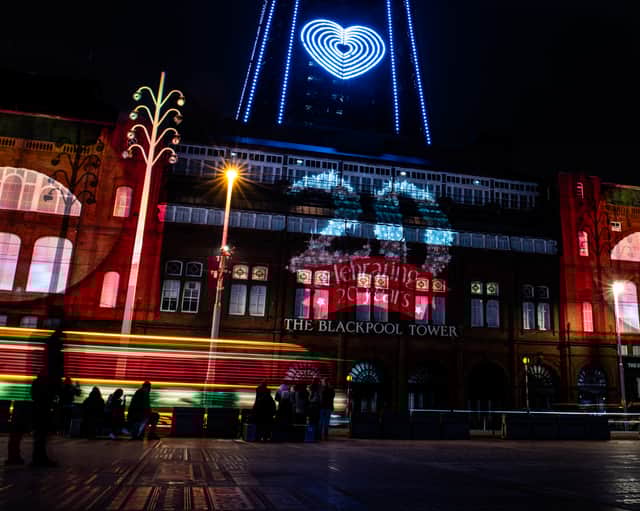 Magical light display welcomes Strictly Come Dancing to Blackpool Tower. Credit: Lucinda Herbert