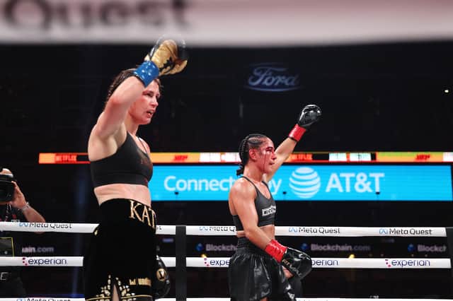 (L-R) Katie Taylor and Amanda Serrano. Photo: Sarah Stier/Getty Images for Netflix