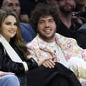 Actress and singer Selena Gomez with music producer Benny Blanco at an Los Angeles Lakers NBA basketball game in January 2024 