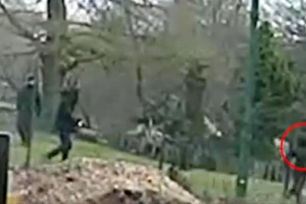 Harrowing CCTV shows the final moments of a teenager's life as he fled two thugs who stabbed him in a park in broad daylight.  