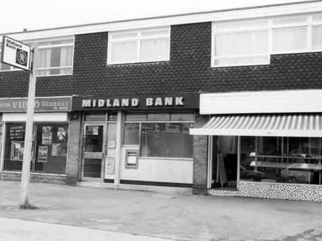 Midland Bank began life as the Birmingham and Midland Bank in 1836 and grew rapidly, becoming Midland Bank in 1923. Between the end of the First World War and the 1940 it was reportedly the biggest bank in the world. It was bought in 1992 by the Hong Kong and Shanghai Banking Corporation (HSBC) in what was then one of the largest deals in banking history and was renamed HSBC Bank in 1999. This photo shows a Midland Bank branch on White Lane, Gleadless, Sheffield, in June 1986.