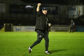 Falkirk manager John McGlynn salutes the travelling fans after the 1-1 draw against Ayr United (Photo: Michael Gillen)