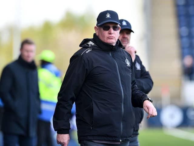Falkirk boss John McGlynn watches on during the 3-1 loss to Raith Rovers last Saturday (Photo: Michael Gillen)