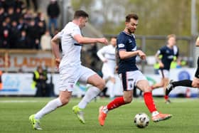 Falkirk midfielder Brad Spencer on the ball during Saturday's 3-1 defeat (Photo: Michael Gillen)