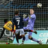Terry Ablade scores with virtually the last kick of the ball for Partick Thistle against Falkirk