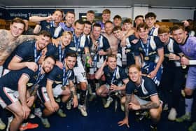 The Falkirk squad celebrate