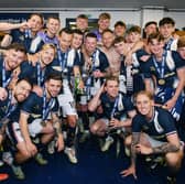 The Falkirk squad celebrate