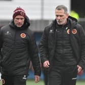 Stenhousemuir management team duo Brown Ferguson and Gary Naysmith on the touchline