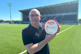 Falkirk manager John McGlynn with his Glen's Vodka award
