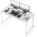 CubiCubi modern white office desk with metal frame and wide top

