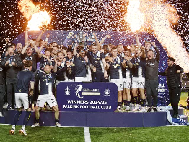 Falkirk's Scottish Championship trophy lift