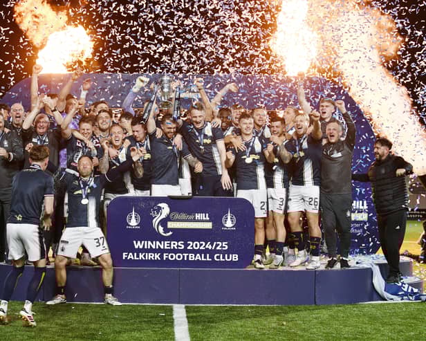 Falkirk's Scottish Championship trophy lift