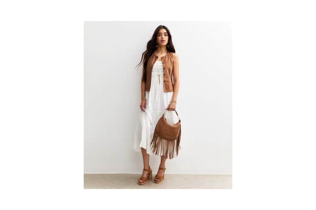 New Look Rust Faux Suede Buttoned Waistcoat