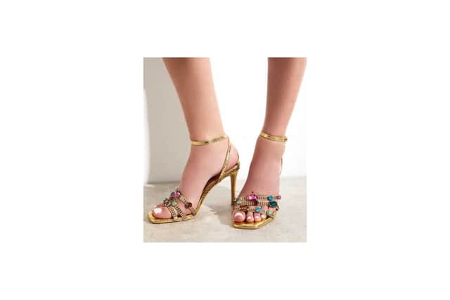 New Look Public Desire Gold Fitzgerald Jewel Embellished Heeled Sandals