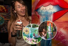 Omani Hamer has transformed her rented home into a colourful living space by painting vibrant murals on her garden fence and her fridge.