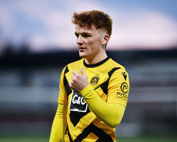 Finlay Gray in action for Dumbarton against Stenhousemuir last season