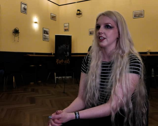 Katherine Shepard aka Sylvaine, a Norwegian singer and multi-instrumentalist being interviewed after her solo performance at Fortress Festival