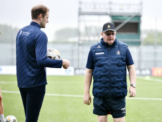 John McGlynn watches on during Falkirk's pre-season training session on Monday morning