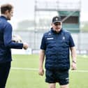 John McGlynn watches on during Falkirk's pre-season training session on Monday morning