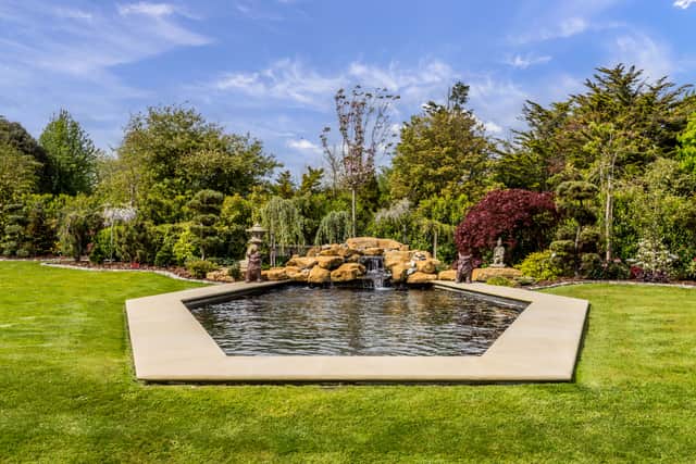 The garden even has a koi pond