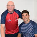 Falkirk manager John McGlynn and his latest signing Lewis Neilson