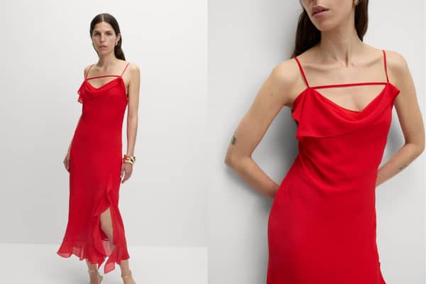 Tomato red is the hottest colour of the season and the M&S cowl neck slip dress is all you need