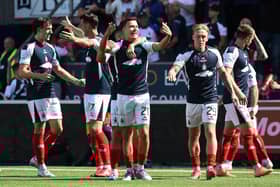 Falkirk ace Dylan Tait celebrates his goal against Dundee United