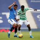 Ismaila Soro goes up against Alfredo Morelos back in 2021 as a Celtic player
