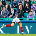 Falkirk forward Jacob Murrell celebrates his first goal against Hibs