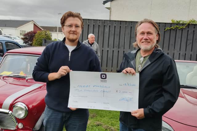 Presentation by Club Secretary Kieron Harbinson to Falkirk Foodbank on 18 Aug