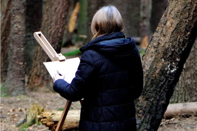 sketching in Kinneil woods
