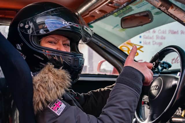 There have been many firsts for double hand transplant mum Cor Hutton in the last ten months, including giving the thumbs up at a recent track day. (Pic: Gary McCabe)