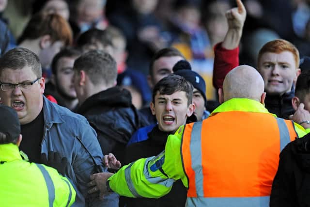 Angry fans berated the players and management at the break. Picture: Michael Gillen.