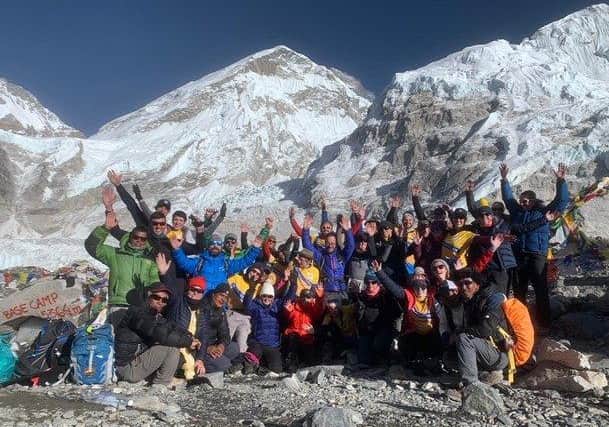 The 27-strong team of climbers reached Everest base camp for Marie Curie