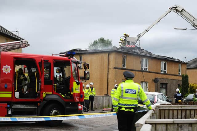 The scene of the fire in Mansionhouse Road, Camelon. Picture: Michael Gillen