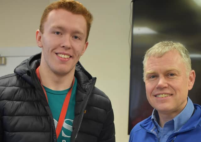 Modern Apprentice of the Year Joel Binnie, pictured with refinery operations manager Stuart Duncan.