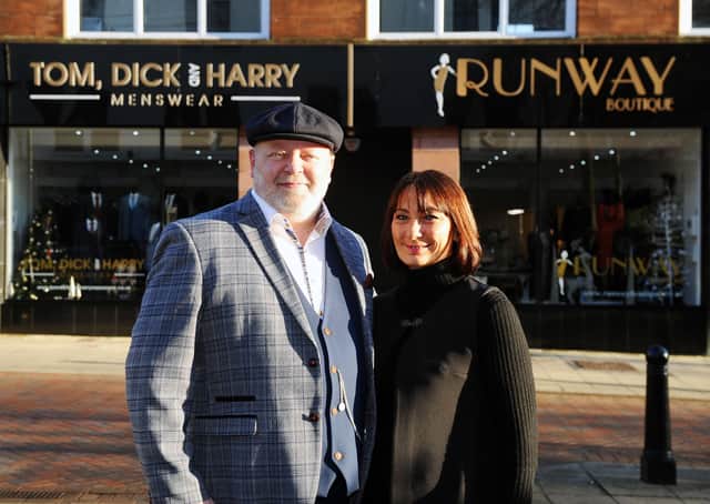 Husband and wife Andrew and Patricia Walker have reopened their Tom, Dick and Harry and Runway Boutique shops in Callendar Riggs, Falkirk. Picture: Michael Gillen